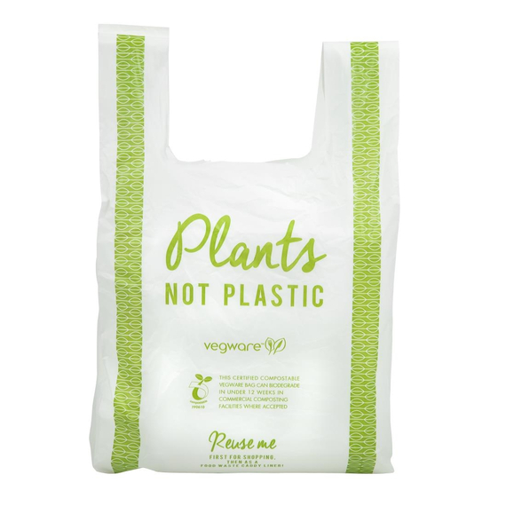 Vegware kompostierbare PLA-Tragetaschen mittelgroß (500 Stück) 2 Vegware kompostierbare PLA-Tragetaschen mittelgroß (500 Stück)