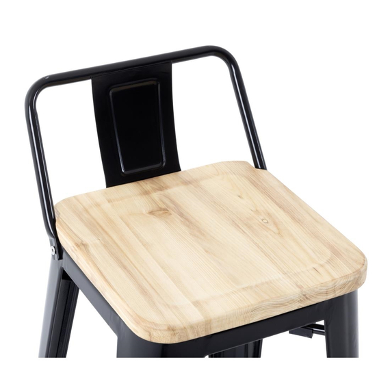 Bolero Bistro Hochstühle mit Rückenlehne und Holzsitzpolster Schwarz (4 Stück) 5 Bolero Bistro Hochstühle mit Rückenlehne und Holzsitzpolster Schwarz (4 Stück)