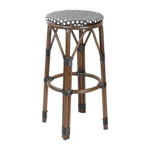 Bolero Pariser Stil PE Rattan Barhocker Schwarzer Punktmix (2 Stück) 4 Bolero Pariser Stil PE Rattan Barhocker Schwarzer Punktmix (2 Stück)