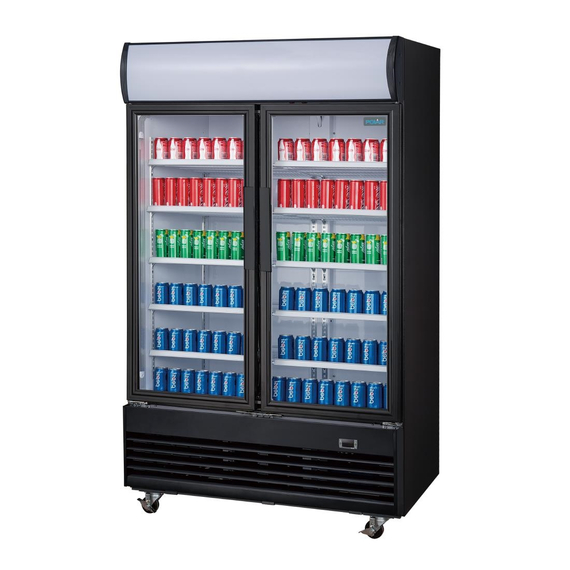 Polar G-Serie Kühlvitrine mit Schwenktür und Leuchtkasten 950Ltr Schwarz 4 Polar G-Serie Kühlvitrine mit Schwenktür und Leuchtkasten 950Ltr Schwarz