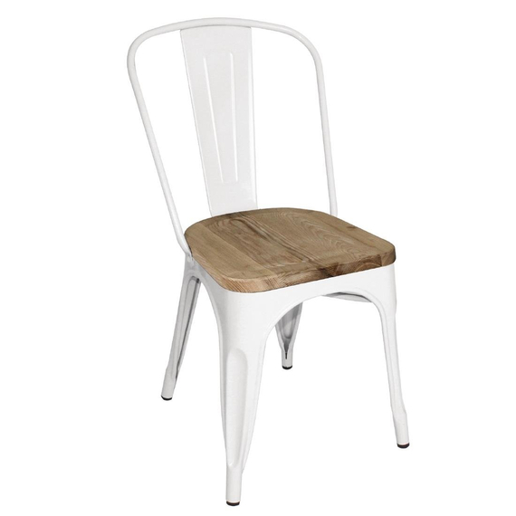 Bolero Bistro-Beistellstühle mit Sitz aus Holz, Weiß (4 Stück) Bolero Bistro-Beistellstühle mit Sitz aus Holz, Weiß (4 Stück)