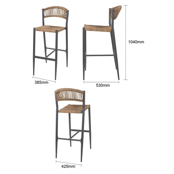 Bolero Eden PE Twist Rattan Outdoor Barhocker Natur (2 Stück) 4 Bolero Eden PE Twist Rattan Outdoor Barhocker Natur (2 Stück)