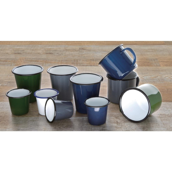 Olympia emaillierte Becher grau-schwarz 31cl (6 Stück) 4 Olympia emaillierte Becher grau-schwarz 31cl (6 Stück)