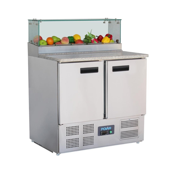 Polar G-Serie 2-türige Pizzakühltheke mit Kühlvitrine 256L Polar G-Serie 2-türige Pizzakühltheke mit Kühlvitrine 256L