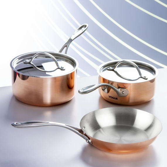 Vogue Cook Like A Pro 3-teiliges Tri-Wall-Kupfer-Kochgeschirr-Set 3 Vogue Cook Like A Pro 3-teiliges Tri-Wall-Kupfer-Kochgeschirr-Set