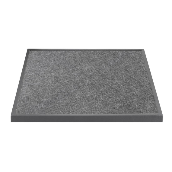 Bolero Black Brushed Mix Outdoor-Tischplatte aus gehärtetem Glas, quadratisch, graue Zierleiste, 700 mm Bolero Black Brushed Mix Outdoor-Tischplatte aus gehärtetem Glas, quadratisch, graue Zierleiste, 700 mm