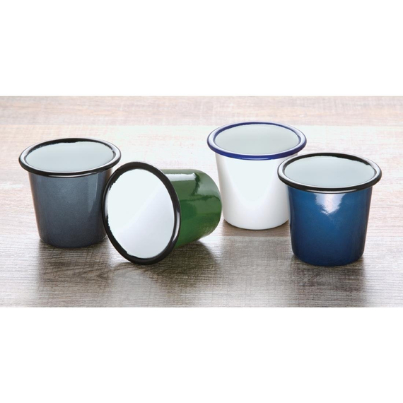 Olympia emaillierte Saucenbecher weiß-blau 11,4cl (6 Stück) Olympia emaillierte Saucenbecher weiß-blau 11,4cl (6 Stück)