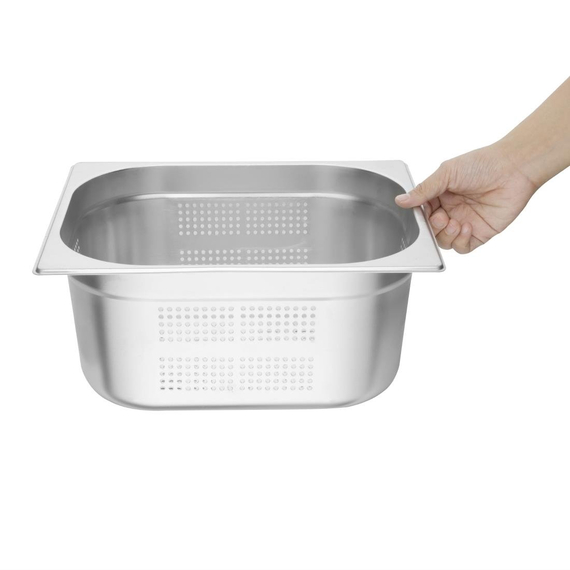 Vogue GN-Behälter Edelstahl 15cm GN1/2 gelocht 3 Vogue GN-Behälter Edelstahl 15cm GN1/2 gelocht