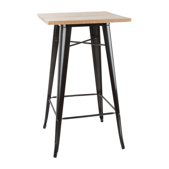 Bolero Bistro Bartisch mit Holzplatte schwarz 4 Bolero Bistro Bartisch mit Holzplatte schwarz