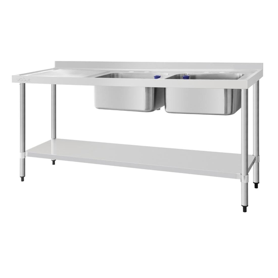 Vogue Edelstahlspüle Doppelwaschbecken Abtropffläche links 180x60cm Vogue Edelstahlspüle Doppelwaschbecken Abtropffläche links 180x60cm