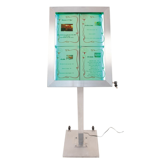 Securit Edelstahl Farbige LED 4XA4 Anzeige mit Mast und Sockel 5 Securit Edelstahl Farbige LED 4XA4 Anzeige mit Mast und Sockel