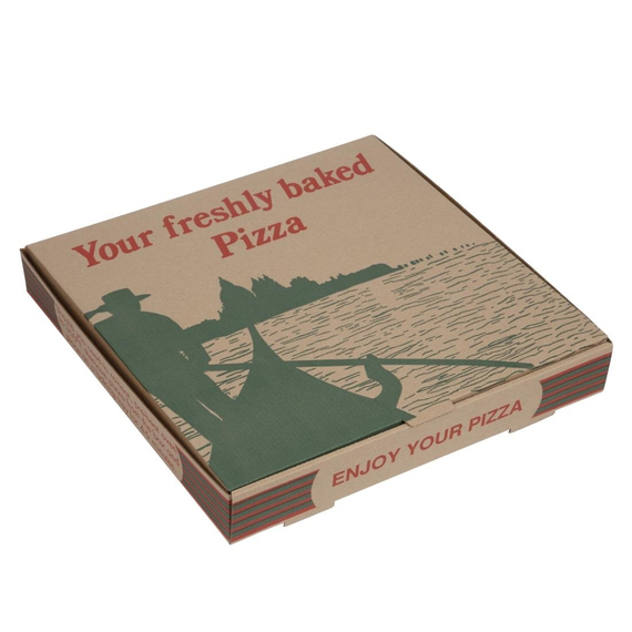 Kompostierbare Pizzakartons mit Gondola Design 30cm (100 Stück) Kompostierbare Pizzakartons mit Gondola Design 30cm (100 Stück)