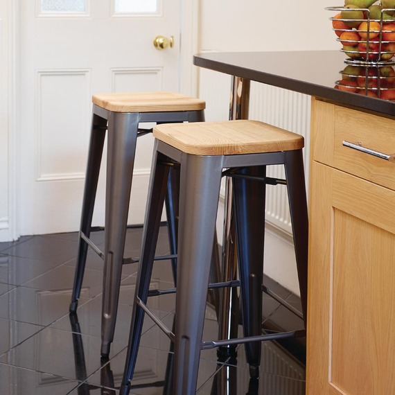 Bolero Bistro Barhocker aus Stahl mit Holzsitz - grau (4 Stück) 8 Bolero Bistro Barhocker aus Stahl mit Holzsitz - grau (4 Stück)