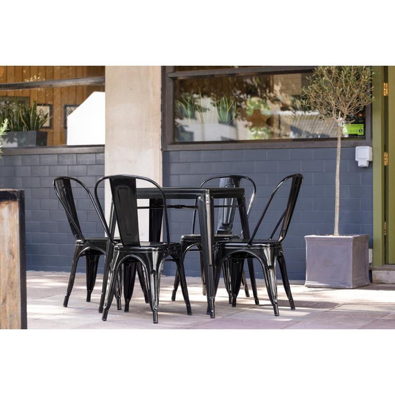 Bolero Bistro Stahl Beistellstühle Schwarz (4 Stück) 1 Bolero Bistro Stahl Beistellstühle Schwarz (4 Stück)