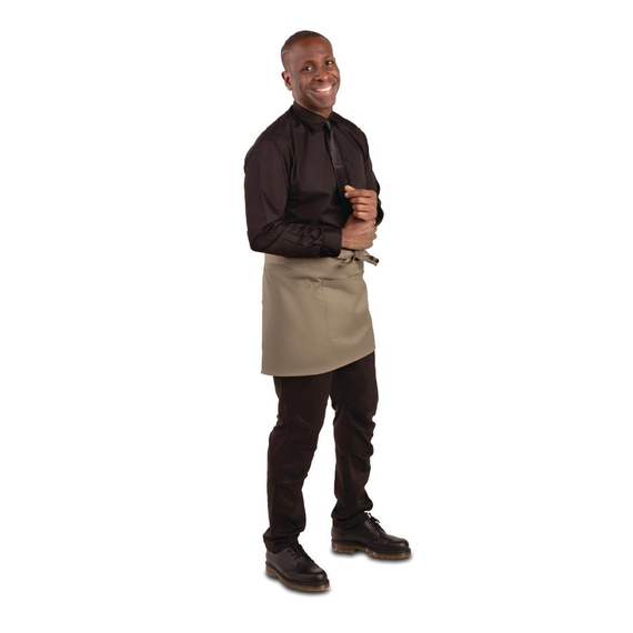 Weißes kurzes Bistro-Schürze Tan Weißes kurzes Bistro-Schürze Tan