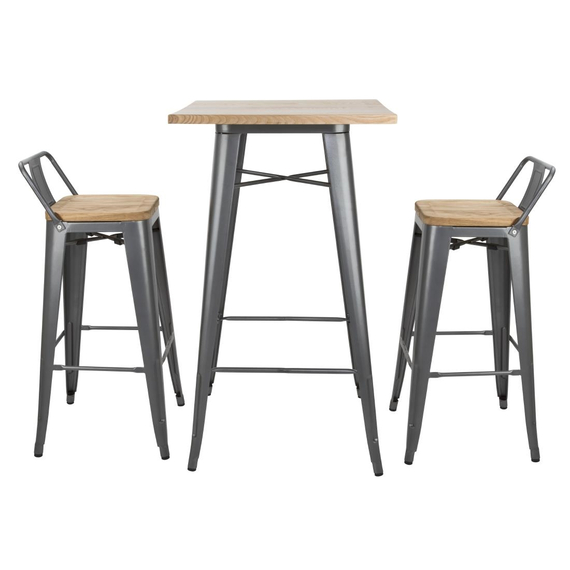 Bolero Bistro Bartisch mit Holzplatte grau 6 Bolero Bistro Bartisch mit Holzplatte grau