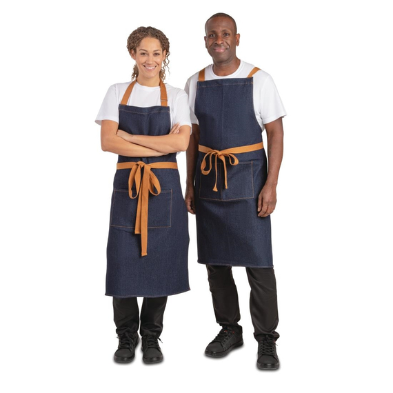 Southside Bistro Schürze Jeans-Blau Mit Bein-Tan 5 Southside Bistro Schürze Jeans-Blau Mit Bein-Tan