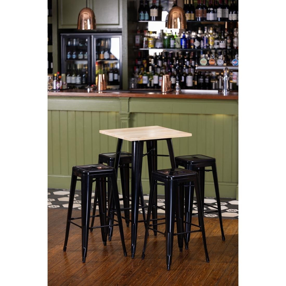 Bolero Bistro Bartisch mit Holzplatte schwarz 2 Bolero Bistro Bartisch mit Holzplatte schwarz