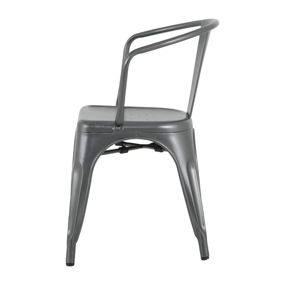 Bolero Bistro Curve Armlehnstühle Gunmetal (4 Stück) 2 Bolero Bistro Curve Armlehnstühle Gunmetal (4 Stück)
