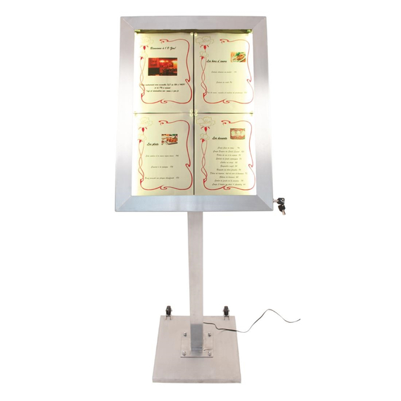 Securit Edelstahl Farbige LED 4XA4 Anzeige mit Mast und Sockel 6 Securit Edelstahl Farbige LED 4XA4 Anzeige mit Mast und Sockel