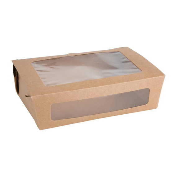 Fiesta Recycelbare Salatbox mit PET-Fenster 1600ml (Packung mit 100 Stück) Fiesta Recycelbare Salatbox mit PET-Fenster 1600ml (Packung mit 100 Stück)