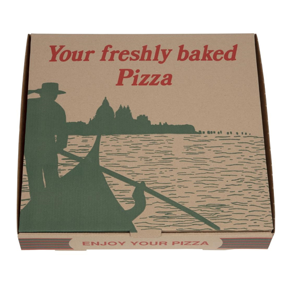 Kompostierbare Pizzakartons mit Gondola Design 30cm (100 Stück) 1 Kompostierbare Pizzakartons mit Gondola Design 30cm (100 Stück)