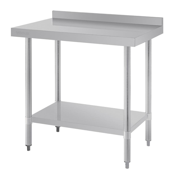 Vogue Edelstahl Arbeitstisch mit Aufkantung und Regalboden 90 x 60cm 4 Vogue Edelstahl Arbeitstisch mit Aufkantung und Regalboden 90 x 60cm