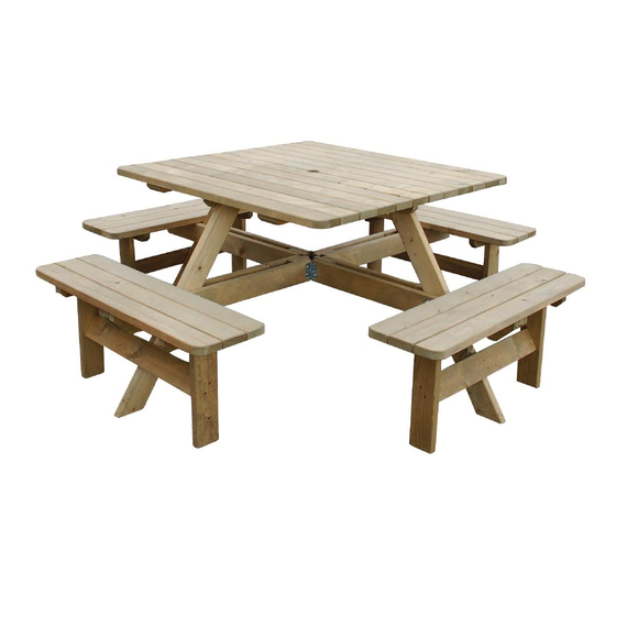 Rowlinson Quadratischer Picknicktisch aus Holz 6 Rowlinson Quadratischer Picknicktisch aus Holz