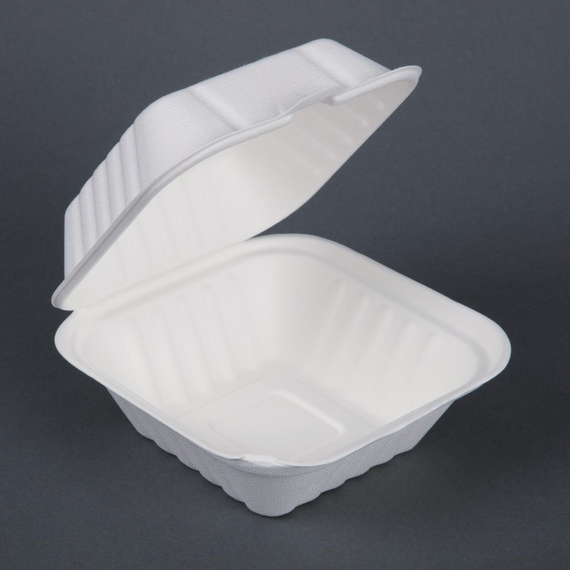 Fiesta Compostable kompostierbare Zuckerrohr Burgerboxen 14,9cm (500 Stück) 3 Fiesta Compostable kompostierbare Zuckerrohr Burgerboxen 14,9cm (500 Stück)