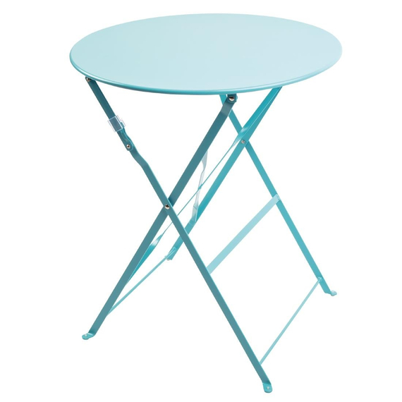 Bolero runder klappbarer Terrassentisch Stahl azurblau 60cm 2 Bolero runder klappbarer Terrassentisch Stahl azurblau 60cm