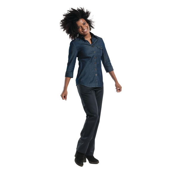 Chaud Devant Damenkochhemd dreiviertelarm blauer Denim XS Chaud Devant Damenkochhemd dreiviertelarm blauer Denim XS