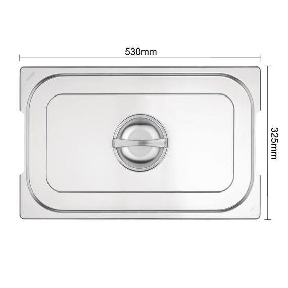 Vogue Edelstahl GN1/1 Deckel für GN-Behälter mit Griffen 4 Vogue Edelstahl GN1/1 Deckel für GN-Behälter mit Griffen