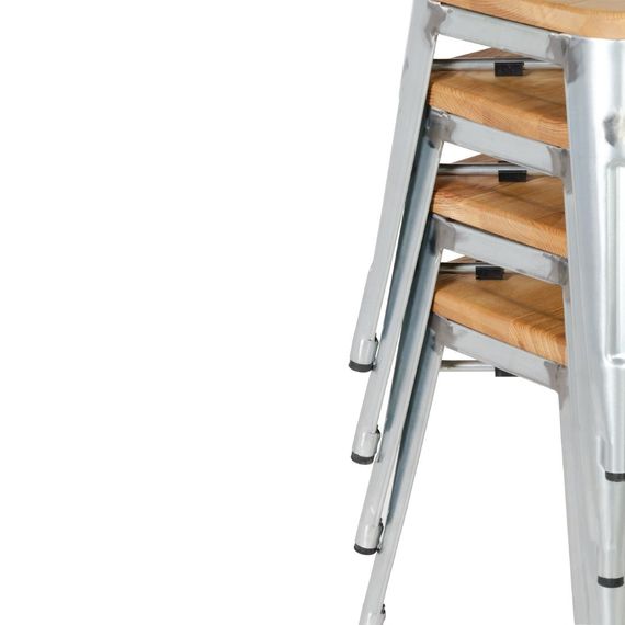 Bolero Bistro Stuhl aus verzinktem Stahl mit Holzsitz (4 Stück) 5 Bolero Bistro Stuhl aus verzinktem Stahl mit Holzsitz (4 Stück)