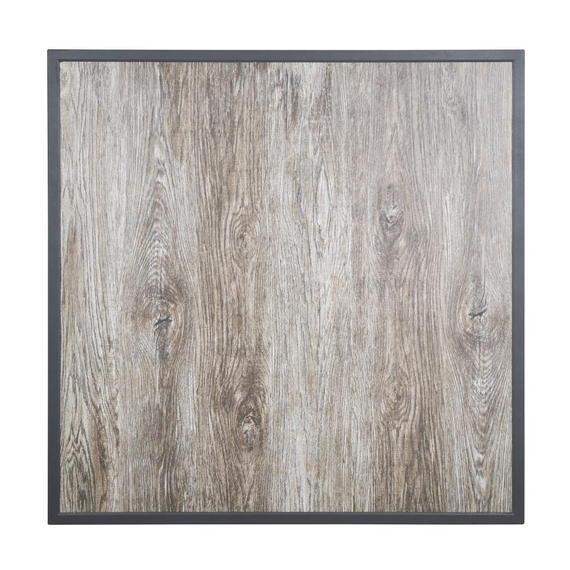 Bolero-Tischplatte aus gehärtetem Glas mit Holzmaserungseffekt für den Außenbereich, graue Zierleiste, 700 mm 1 Bolero-Tischplatte aus gehärtetem Glas mit Holzmaserungseffekt für den Außenbereich, graue Zierleiste, 700 mm