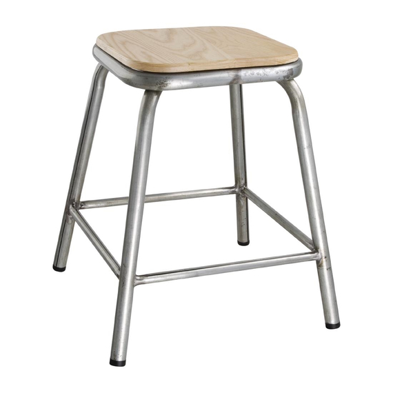 Bolero Cantina niedrige Hocker aus Stahl mit Holzsitz (4 Stück) 7 Bolero Cantina niedrige Hocker aus Stahl mit Holzsitz (4 Stück)