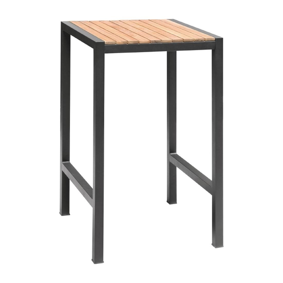 Bolero quadratischer Stahl und Akazienholz Bartisch 60cm Bolero quadratischer Stahl und Akazienholz Bartisch 60cm