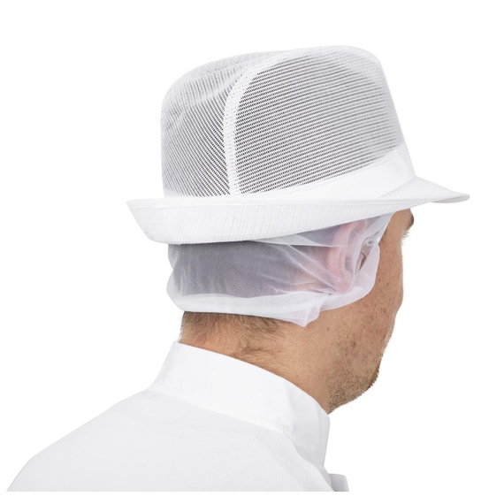Trilby Hut mit Haarnetz weiß Größe M 8 Trilby Hut mit Haarnetz weiß Größe M