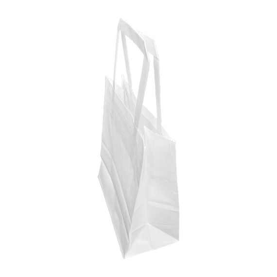 Fiesta Recycelbare Flacher Griff Weiße Papiertüten Klein (250 Stück) Fiesta Recycelbare Flacher Griff Weiße Papiertüten Klein (250 Stück)
