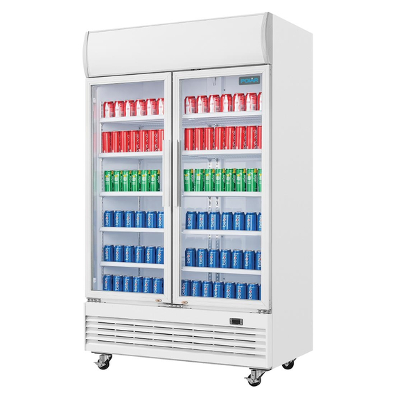 Polar G-Serie Zweitürige Displaykühlung mit Leuchtkasten 950L Schwingtüren 2 Polar G-Serie Zweitürige Displaykühlung mit Leuchtkasten 950L Schwingtüren