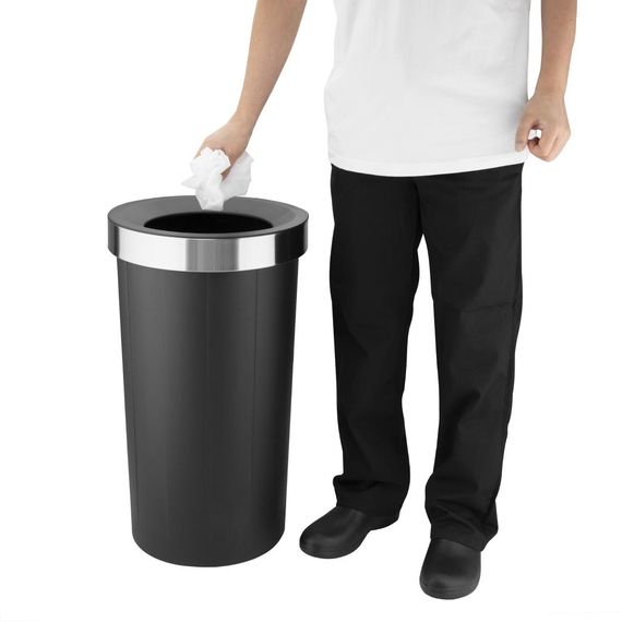 Bolero Runder schwarzer Mülleimer mit offenem Deckel 60Ltr 4 Bolero Runder schwarzer Mülleimer mit offenem Deckel 60Ltr
