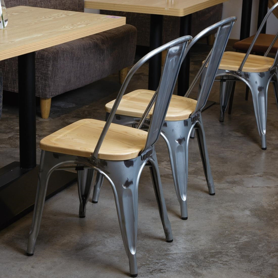 Bolero Bistro Stühle aus verzinktem Stahl mit Holzsitz (4 Stück) 7 Bolero Bistro Stühle aus verzinktem Stahl mit Holzsitz (4 Stück)