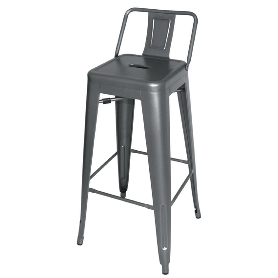 Bolero Bistro Stahlhocker mit Rückenlehne Gun Metal Grey (4 Stück) 6 Bolero Bistro Stahlhocker mit Rückenlehne Gun Metal Grey (4 Stück)