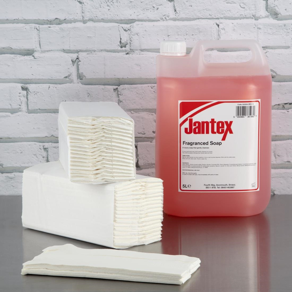 Jantex C-gefaltete Handtücher weiß 2-lagig 15er Pack (157 Stück) 5 Jantex C-gefaltete Handtücher weiß 2-lagig 15er Pack (157 Stück)