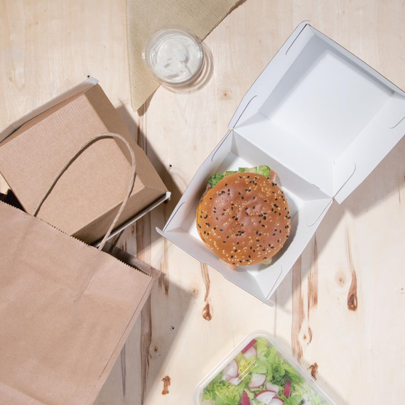 Fiesta Compostable kompostierbare Burgerboxen aus Kraftpapier groß 112mm (150 Stück) Fiesta Compostable kompostierbare Burgerboxen aus Kraftpapier groß 112mm (150 Stück)