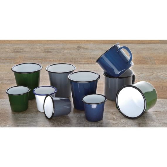 Olympia emaillierte Saucenbecher weiß-blau 11,4cl (6 Stück) 2 Olympia emaillierte Saucenbecher weiß-blau 11,4cl (6 Stück)