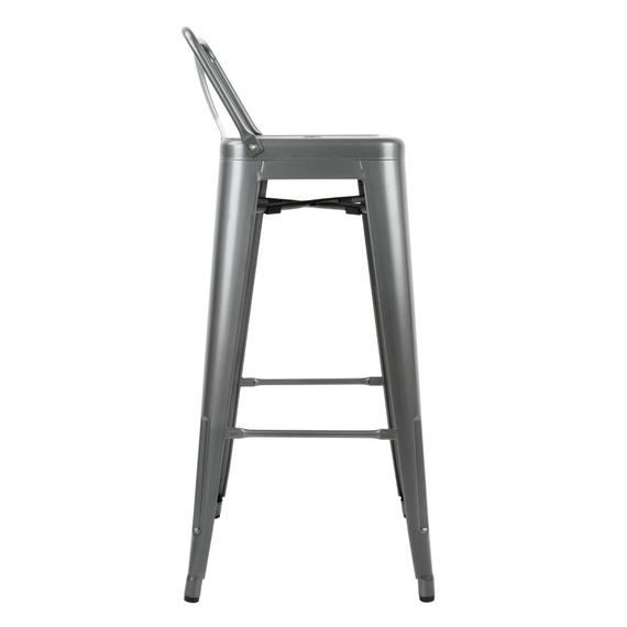 Bolero Bistro Stahlhocker mit Rückenlehne Gun Metal Grey (4 Stück) 2 Bolero Bistro Stahlhocker mit Rückenlehne Gun Metal Grey (4 Stück)
