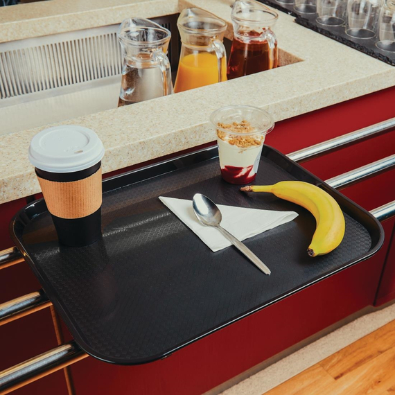 Olympia Kristallon Polypropylen Fast-Food-Tablett Schwarz Mittel 415mm Olympia Kristallon Polypropylen Fast-Food-Tablett Schwarz Mittel 415mm