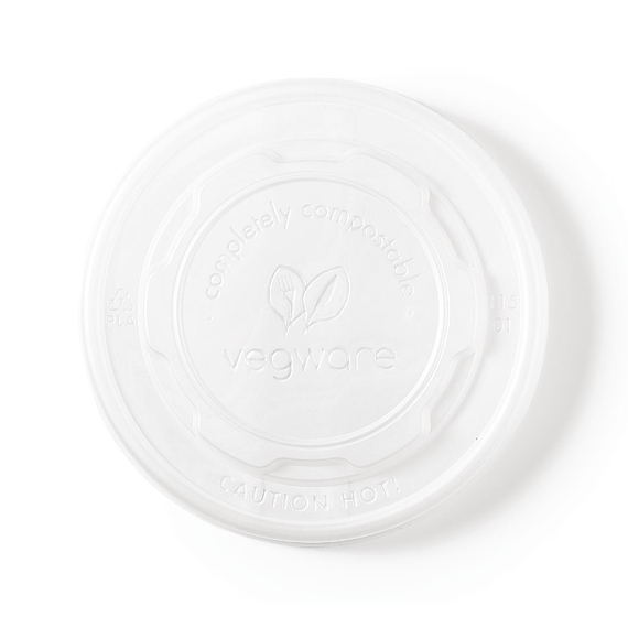 Vegware kompostierbare flache Deckel für Suppen- und Universalbecher 35cl/45,4cl (500 Stück) 2 Vegware kompostierbare flache Deckel für Suppen- und Universalbecher 35cl/45,4cl (500 Stück)