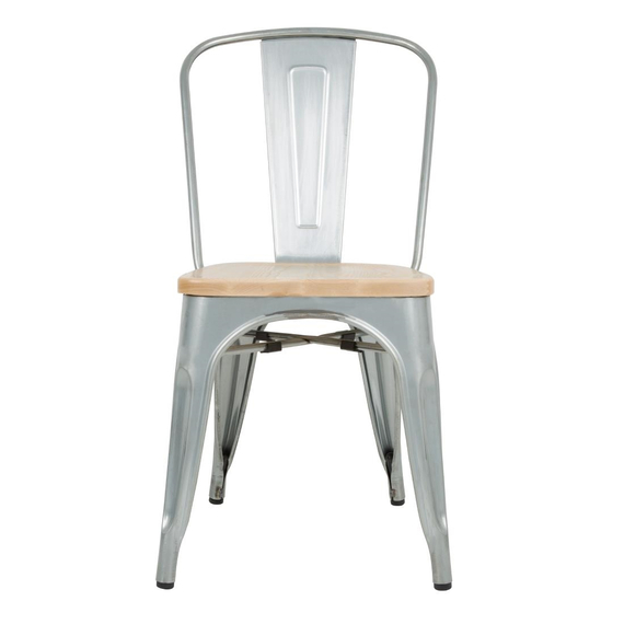 Bolero Bistro Stühle aus verzinktem Stahl mit Holzsitz (4 Stück) 2 Bolero Bistro Stühle aus verzinktem Stahl mit Holzsitz (4 Stück)