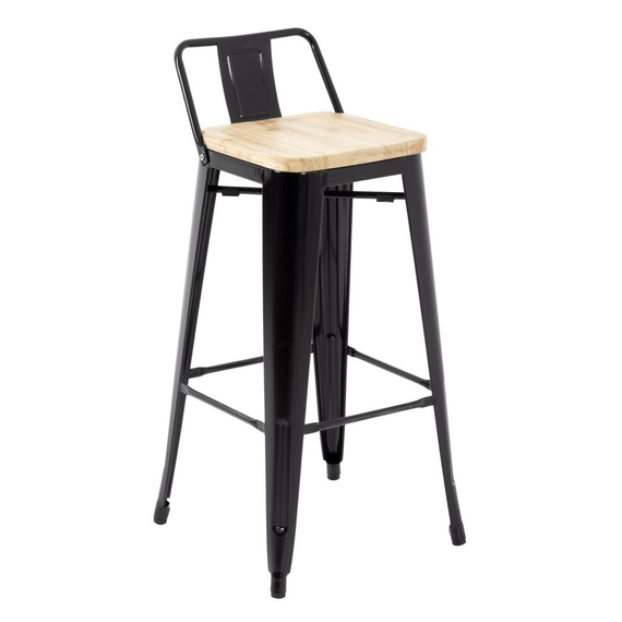 Bolero Bistro Hochstühle mit Rückenlehne und Holzsitzpolster Schwarz (4 Stück) 2 Bolero Bistro Hochstühle mit Rückenlehne und Holzsitzpolster Schwarz (4 Stück)